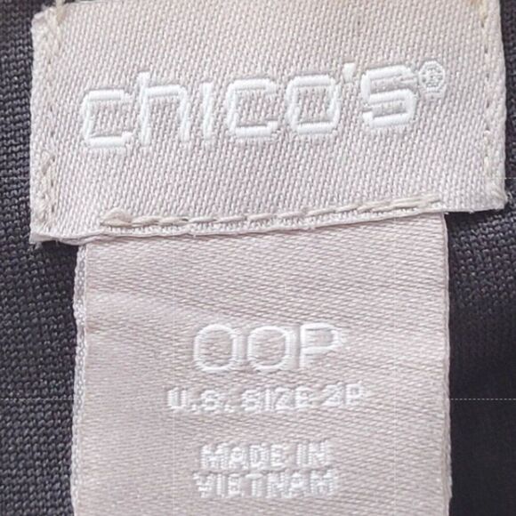 Chico's 00P / U.S. Size 2P Black Cocktail Dress Satin Trim 3/4 Sleeve Slimming - Picture 4 of 13